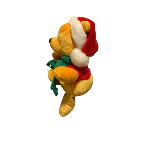Disney Winnie The Pooh Christmas Hat Scarf Bean Bag Stuffed Plush 10” Vintage - Picture 2 of 6
